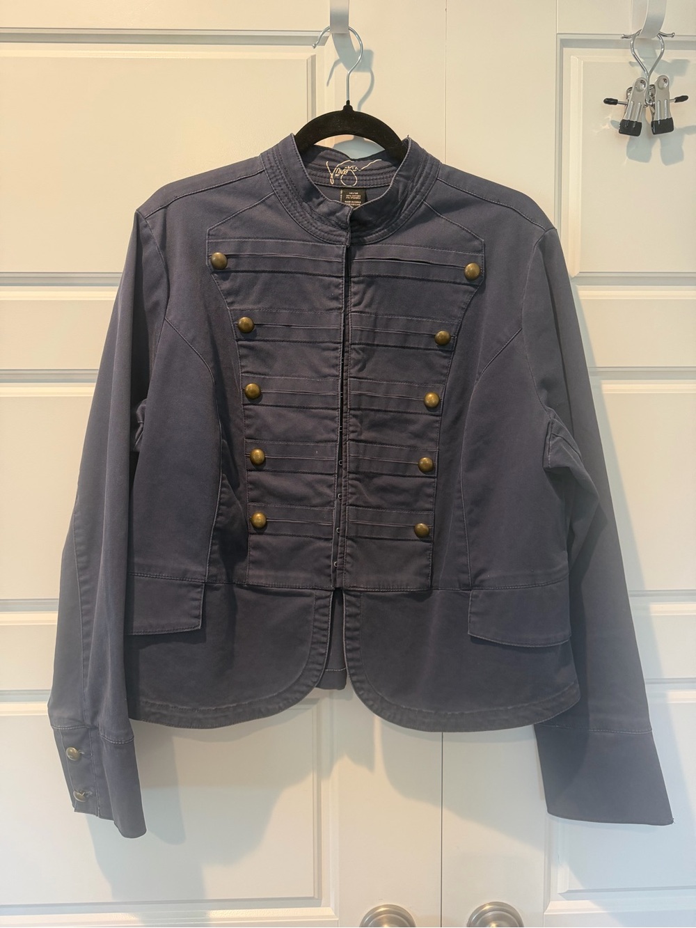 Yonexia Military Style Napoleon Jacket Navy Blue Brass Button Juniors X-Large